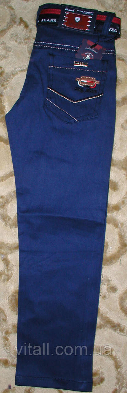 Джинсы стильные коттон от 9 до 12 лет синие - фото 1 - id-p111129771