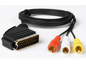 Кабель SCART M — 3 RCA M (склад на тюльпани) SCART-RCA 1,2 метра (скард 3 тюльпани)