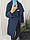Модне жіноче пальто з відкладним коміром в синьому кольорі / розмір 44, фото 2