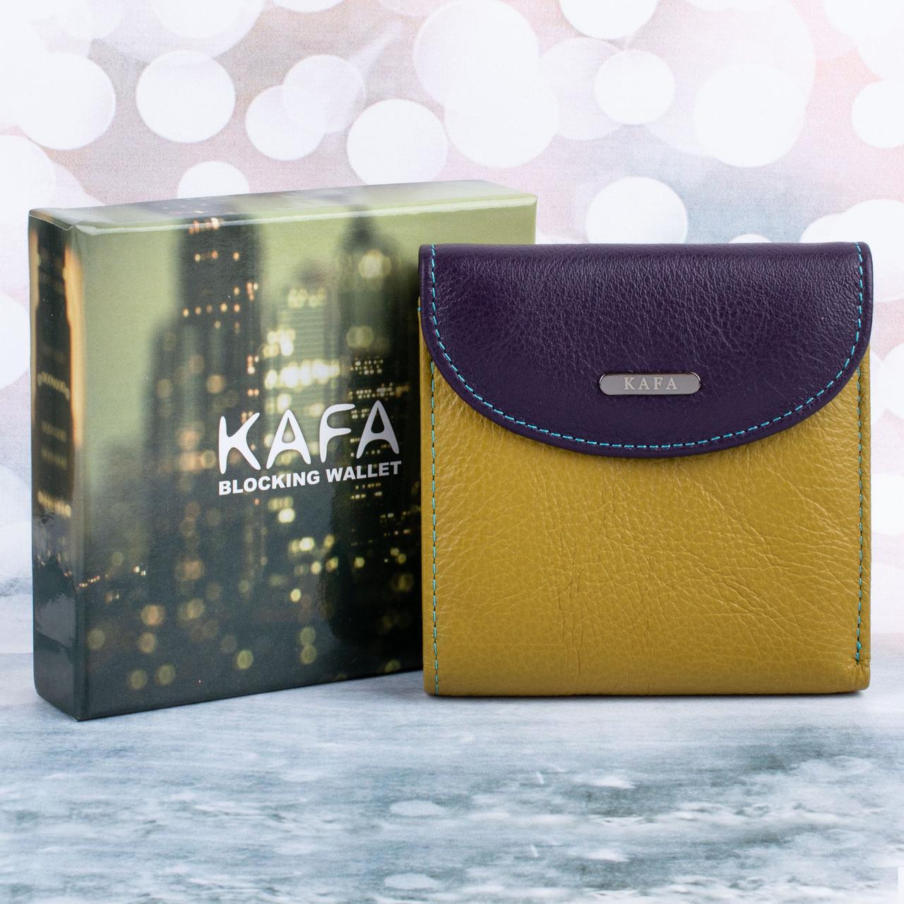 Маленький шкіряний жіночий гаманець Kafa з RFID захистом (419 violet-light green)