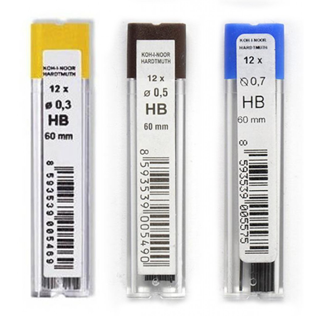 Грифелі для механічних олівців Koh-i-Noor Mephisto 12 шт 0.3 мм HB 0.5 мм 2H