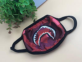 Маска захисна на обличчя багаторазова A Bathing Ape Bape Бафф Shark Камуфляж Хакі Червона