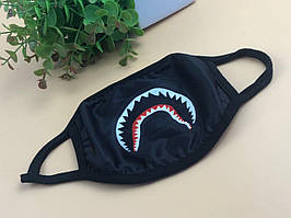 Маска захисна на обличчя багаторазова A Bathing Ape Bape Бафф Shark Чорна