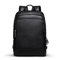 Кожаный рюкзак мужской городской LIELANG. Мужской рюкзак для ноутбука из натуральной кожи Черный