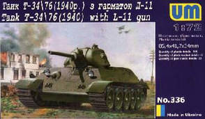 Збірна модель танка Т-34/76 з гарматою Л-11.1/72 UM 336