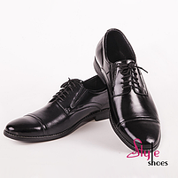Туфлі чоловічі класичні шкіряні чорного кольору на підборі 2см “Style Shoes”, фото 2