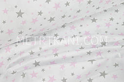 Тканина бавовняна "Зідроспад" сіро-рожевий на білому тлі No 791