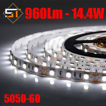 Світлодіодна стрічка B-LED Standart 12 В 5050-60 холодний білий, негерметична, 1м