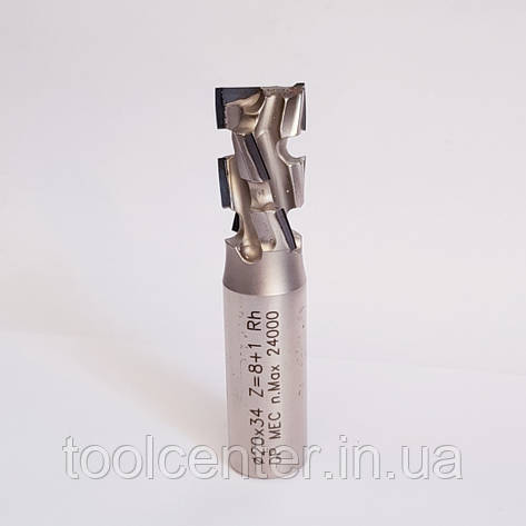 Алмазна фреза Z2+2 DIA D = 20 I = 34 L = 85 S = 20x45 Z = 8 + 1 RH, фото 1