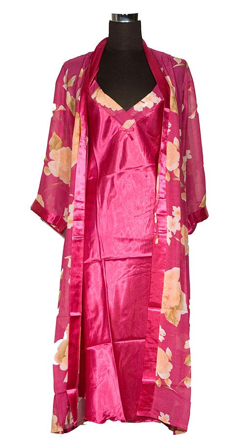 Сорочка на бретельках і халат 5855