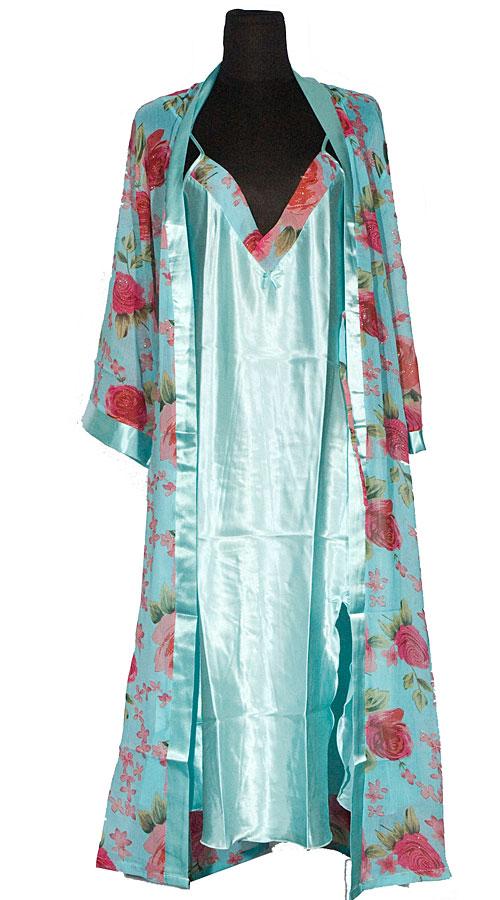 Сорочка на бретельках і халат 5383