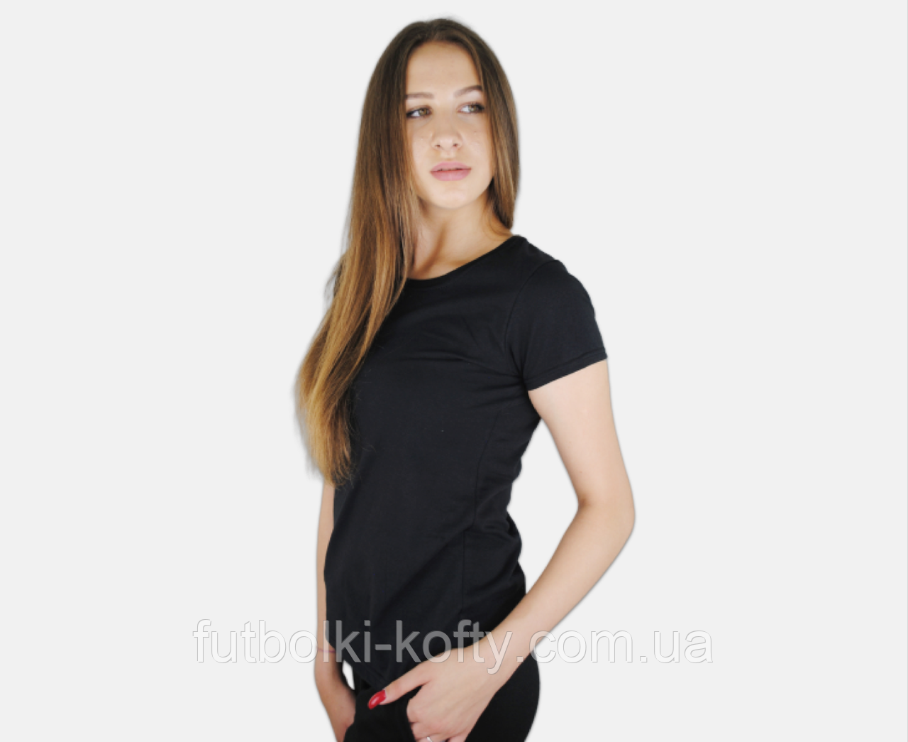 Жіноча футболка чорна базова Valueweight lady-fit Fruit of the Loom, фото 1