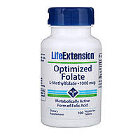 Фолат, Optimized Folate, Life Extensions, 1000 мкг, 100 таблеток
