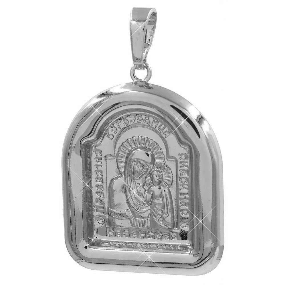 Підвіска Ладанка Богородиця родиум 2,8*2,4 см (Медичне золото), фото 1