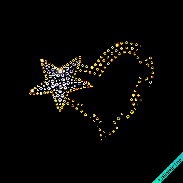 Дизайн зі страз на комплекти Серце (Скло,2мм-н.,4мм-н.,4мм-зел.,3мм-зел.)