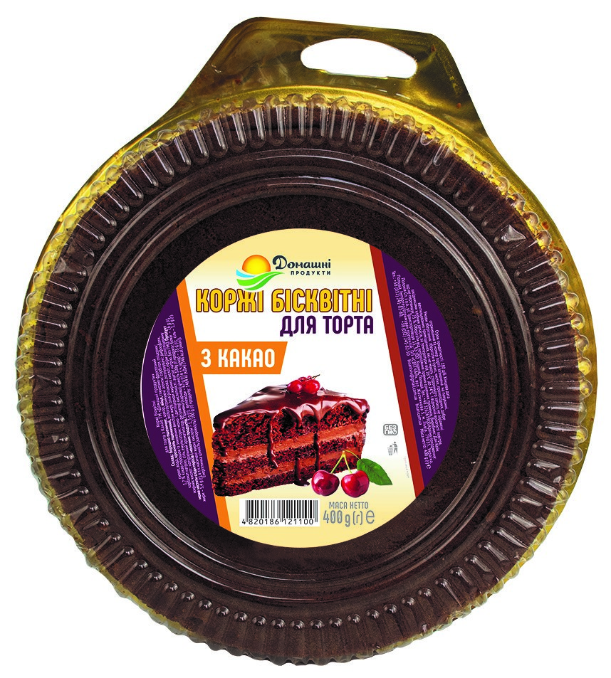 Коржі бісквітні для торта Домашні продукти 400г З какао