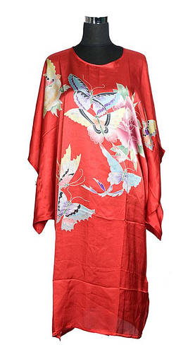 Шелковая туника красная с бабочками А7992, цена 1605 грн — Prom.ua (ID ...