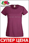 Жіноча футболка бордова базова Valueweight lady-fit Fruit of the Loom XXL, 52, фото 9