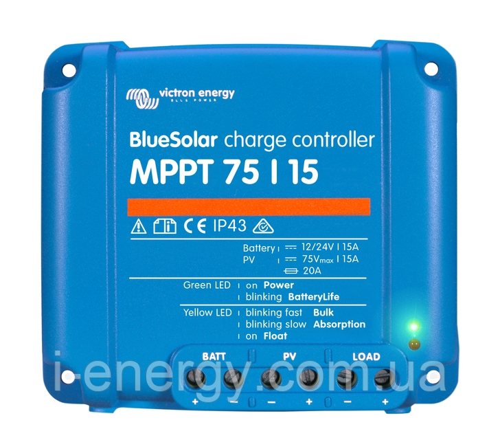 Сонячний контролер заряду BlueSolar MPPT 75/15 SCC010015050R Victron Energy 75В 15А