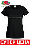 Жіноча футболка чорна базова Valueweight lady-fit Fruit of the Loom XXL, 52, 100%бавовна, фото 9