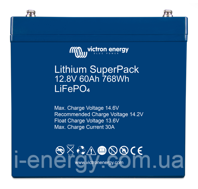 Акумулятор Lithium SuperPack 12,8V/60Ah (M6) LiFePO4 BAT512060705 Victron Energy 12,8В 60Аг