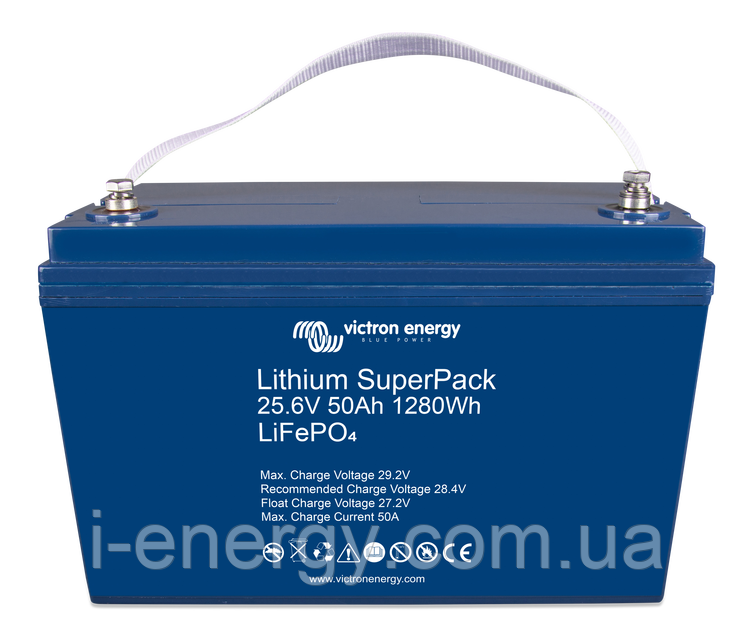 Акумулятор Lithium SuperPack 25,6V/50Ah (M8) LiFePO4 BAT524050705 Victron Energy 25,6В 50Аг