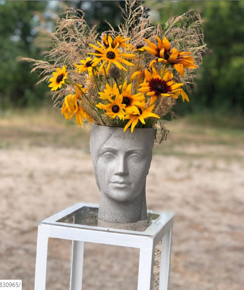 Скульптурний вазон, кашпо з бетону, скульптурний горшок для вазонів, кашпо для квітів, фото 1