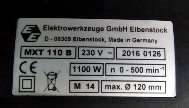 потужність Eibenstock MXT110B
