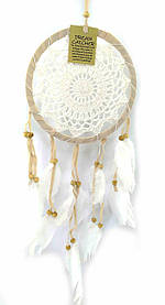 Ловець снів бежевий мереживною (d-16,5 см h-45 см)