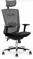 Кресло офисное поворотное Halmar AMBASADOR ткань/сетка, черный/серый