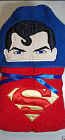 Дитячий рушник із капюшоном/іграшкою. Супермен/Superman з капюшоном. Вишивка Disney Дісней 140 см х 70 см