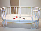 Дитяча овальна ліжечко-трансформер Twins Cozy 170х70 см (плоска рейка) білий, фото 3