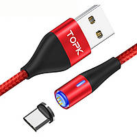 Магнитный кабель синхронизации Topk USB Type-C 1m 3A 360° красный (TK60C-VER2-RD)