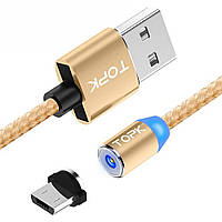 Магнітний кабель для заряджання Topk microUSB 1m 2.4 A 360° Gold (TK17U-VER2-GL)