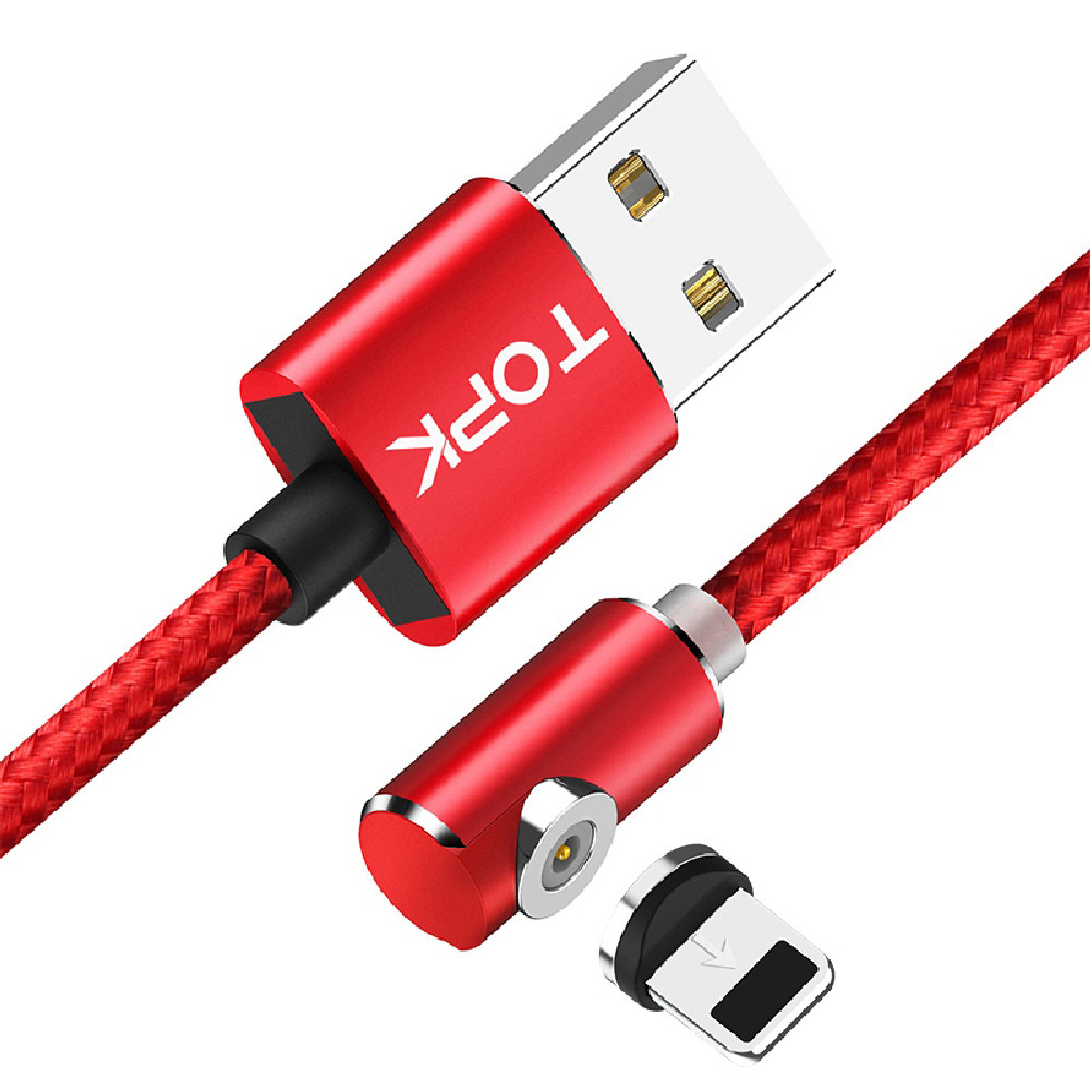 Магнітний кабель для заряджання Topk iPhone 1m 2.1 A 360° червоний (TK51i-VER2-RD)