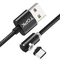 Магнитный кабель для зарядки Topk USB Type-C 1m 2.4A 360° черный (TK51C-VER2-BL)