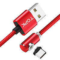 Магнітний кабель для заряджання Topk USB Type-C 1m 2.4 A 360° червоний (TK51C-VER2-RD)