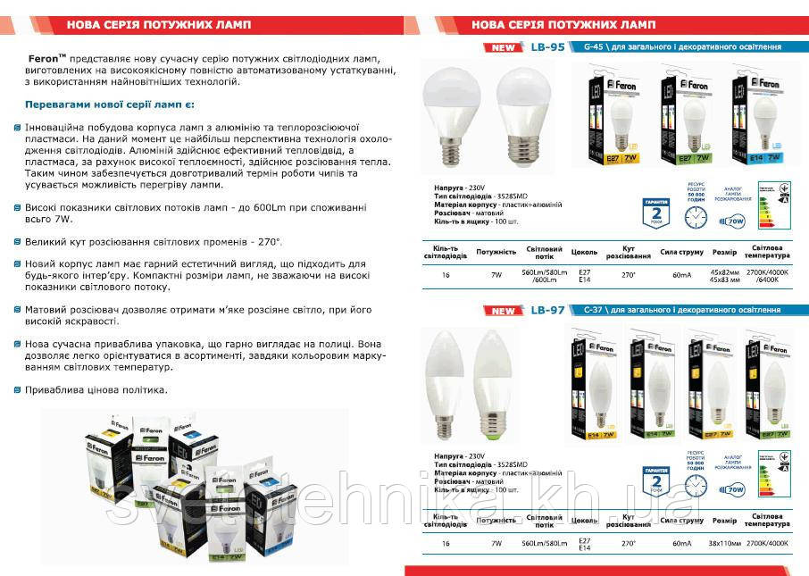 Светодиодная лампа Эдисона Feron LB61 4W E27 2700K типа G45 "шар" прозрачная для декоративного освещения - фото 4 - id-p111297285