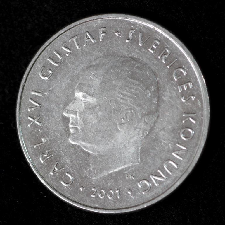 Монета Швеції 1 крона 2001-07 рр. Карл XVI Густав, фото 1