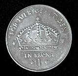 Монета Швеції 1 крона 2001-07 рр. Карл XVI Густав, фото 2
