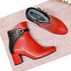 Черевики шкіряні на невисоких підборах, колір червоний/чорний, фото 2
