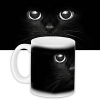 Чашка з принтом Черная кошка 330 мл (KR_HAL016)