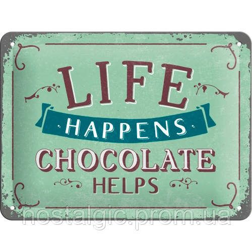Табличка Nostalgic-Art Life Happens - Chocolate helps