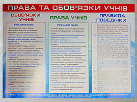 Шкільний плакат "Права і обов'язки учнів"