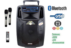 Акумуляторна колонка з мікрофонами TEMEISHENG SL15-01 / 400W (USB/Bluetooth/Пульт ДУ)