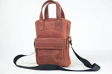 Шкіряна чоловіча сумка Арнольд, натуральна Вінтажна шкіра колір коричневый, відтінок Коньяк