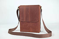 Кожаная мужская сумка Майкл, натуральная Винтажная кожа цвет коричневый, оттенок Коньяк