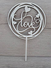 Топер білий на суцільній ніжці "Love"