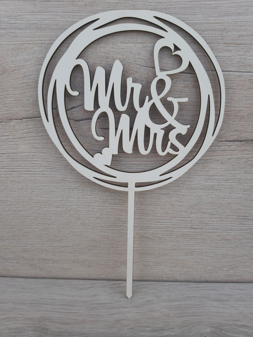 Топер білий на суцільній ніжці "Mr&Mrs"