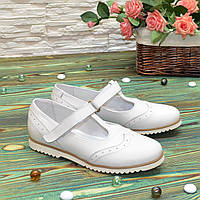 Туфли кожаные для девочек, цвет белый. 35 размер